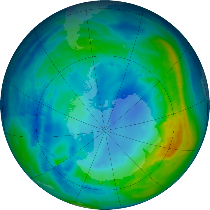 Antarctic ozone map for 19 May 2002